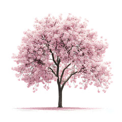 Obraz premium Cherry blossom tree isolated on a white background 