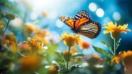 Monarch Butterfly on Daisy Flower