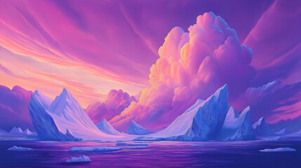 A Pastel Dreamscape of a Frozen Landscape at Sunrise