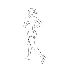 Illustration of an attractive running woman silhouette, sports concept illustration