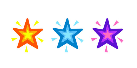 Colorful and decorative shining stars collection isolated on white background