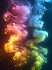 Fototapeta premium Colorful smoke swirls on black background, abstract art, design element (1)