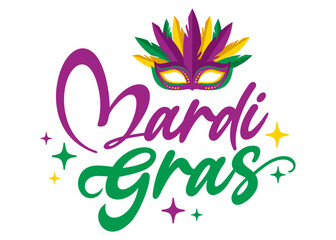 Obraz premium Vector banner for Mardi Gras Carnival celebration, social media post, web banner, party, poster, flyer with Mardi Gras logo & Mardi Gras mask isolated on white