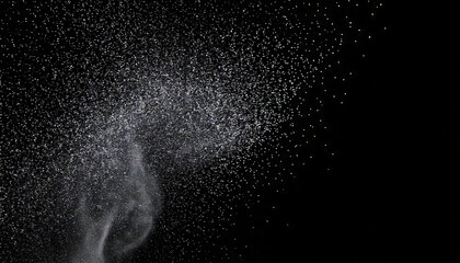 Generated image, Powder is flying around. Black background