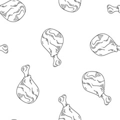 fried chicken pattern background. doodle fried chicken pattern background. fast food pattern background. Chicken leg pattern. Chicken wings pattern.