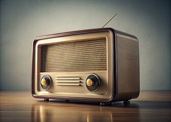Obraz premium Minimalist Vintage Radio, Retro, Antique, Aesthetic, Photography, Still Life, Old Radio, Studio, Simple, Clean, Vintage Style