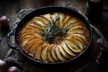 Savory pork pate with layers of baked potatoes
