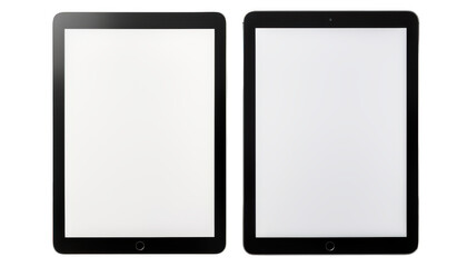 Set of two tablet computers isolated on transparent background