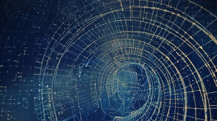 Fototapeta premium Abstract digital tunnel with intricate lines and glowing points, representing technology and innovation