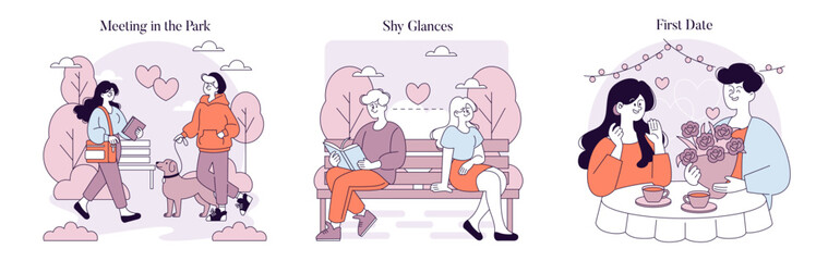 First Love. Flat Vector Illustration