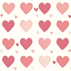 Clip-Art Style Pattern of Love Hearts in Various Sizes and Colors.