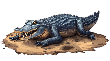 Naklejka premium Crocodile, white isolate background