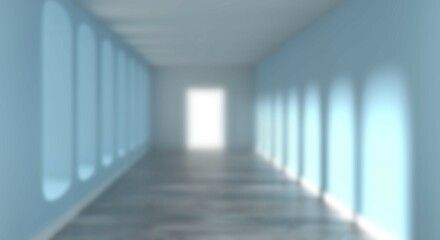 Fototapeta premium Blurred image of a long corridor, using as architectural background, 3d rendering