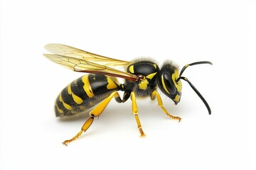 Isolated image of a golden honeybee or bee on a plain white background