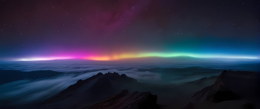 A vivid skyline showcasing colors swiping across an interstellar horizon igniting excitement
