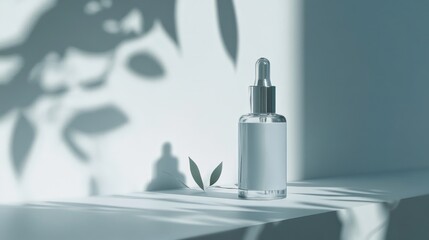 Serene Skincare Product Mockup with Botanical Shadows