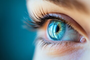 Obraz premium Beautiful Human Eye, Blue eye, close up, macro photography