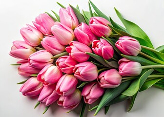 Pastel Pink Tulips Bouquet - Flat Lay Photography