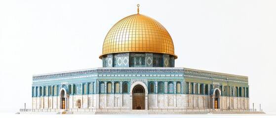 Obraz premium Dome of the Rock model, Jerusalem, white background, educational use
