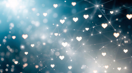 Stunning Tiny White and Blue Heart Bokeh Lights Shining Brightly Against a Dark Backdrop for an Enchanting Photography Effect Shining love shaped wallpaper