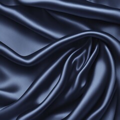 Fototapeta premium Elegant navy blue silk fabric with smooth and shiny textures, AI generated
