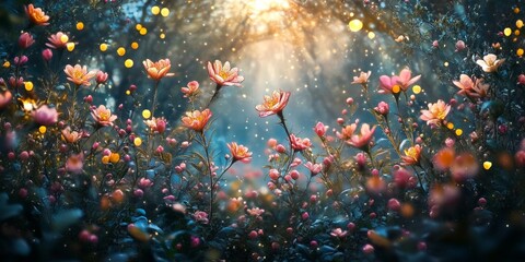 Obraz premium Enchanted Forest Blooms - A Magical Floral Display