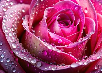 Pink Rose Rain Drops Closeup, Abstract Photography, Delicate Beauty