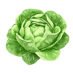 Obraz premium Fresh Organic Green Lettuce Leafy Vegetable Isolated on White Background