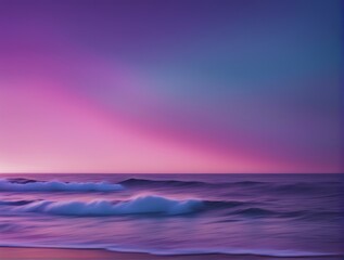 Serene ocean waves under a purple and pink sunset sky, AI generated