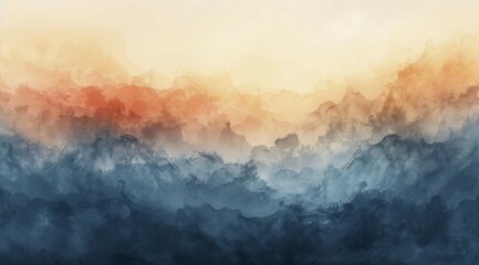 Serene abstract in orange and blue gradients with a calming watercolor effect, ai generated, AI generated