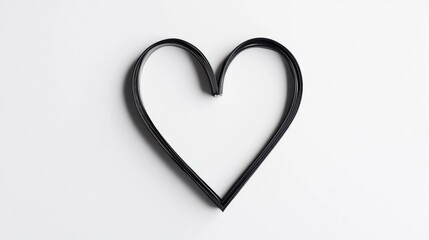Fototapeta premium Minimalistic heart shape made from black wire on white background
