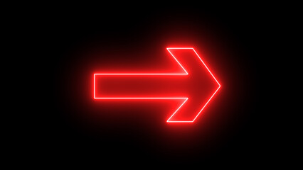 Neon red right progress arrow icon. Abstract glowing neon directional arrows to right