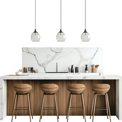 modern kitchen island with marble countertop 