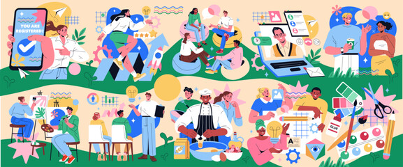 Workshops. Flat Vector Illustration