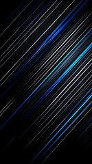 Abstract Background with Diagonal Blue and White Lines on Black Beautifully and Elegantly