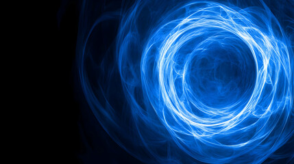 Abstract Blue Swirling Energy Vortex with Light Trails Radiating Outward Dynamically