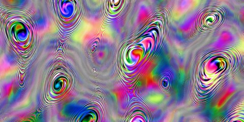 Vibrant Abstract Psychedelic pattern filled with Colorful Patterns and mesmerizing Fluid Motion, evoking dynamic energy and fluidity throughout the imaginative design