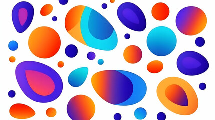 Fototapeta premium Colorful Abstract Shapes Dance on White Background with Vibrant Hues and Fluid Forms
