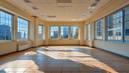 Fototapeta premium Bright and airy office space with tiled flooring