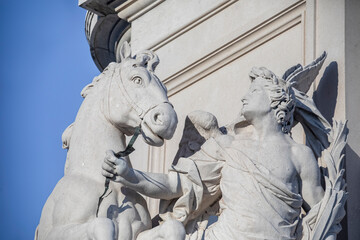  Lisbon Portugal 17th Jan 2025: The closeup image of Arco da Rua Augusta, is a grand triumphal...