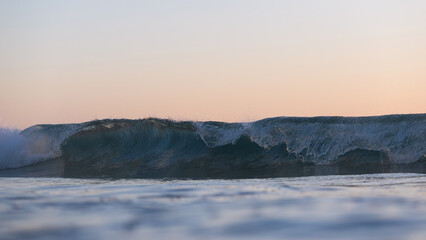 Beautiful breaking waves as seen from the water.