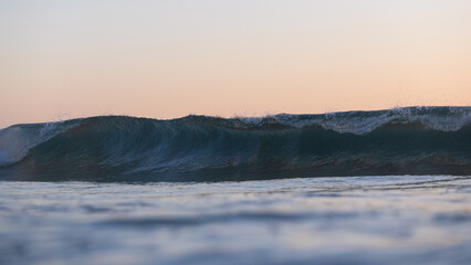 Beautiful breaking waves as seen from the water.