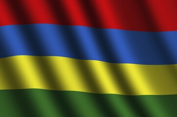 The Mauritius flag flying in the wind