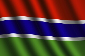The Gambia Flag flying in the wind
