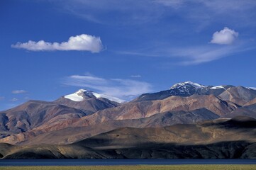High-altitude lake of Tso Moriri, Tsomoriri or Lake Moriri, Indian Himalayas, Kibber-Karzok-Trail,...