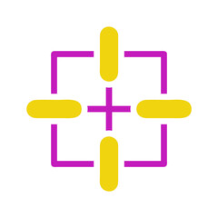 Obraz premium Target aiming icon with purple and yellow color