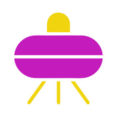 A Simple Purple and Yellow UFO Illustration Isolated
