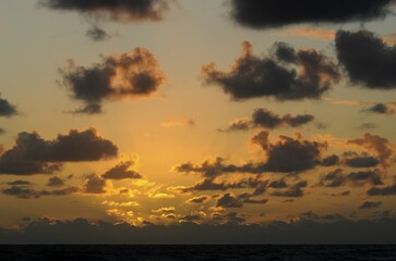 Fototapeta premium Clouded sky at the Atlantic Ocean, Fuerteventura, Canary Islands, Spain, Europe