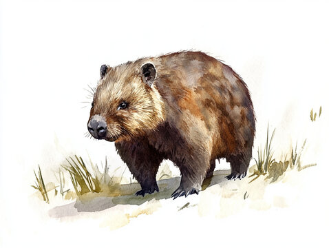 a water-color drawing of an Australian marsupial wombat