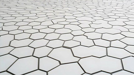 White Hexagonal Tiles Form an Abstract Textured Background with Subtle Perspective Distortion